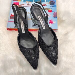 Manolo Blahnik Elegant Black Slingback Heels